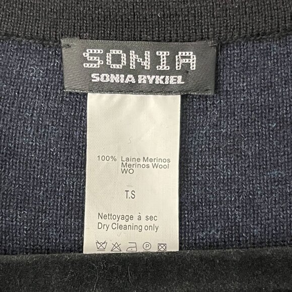 Sonia Rykiel Navy Merino Wool Long Sleeve Collared Sweater Dress Size S READ - Picture 3 of 9